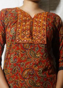 Red Paisley Embroidered Kurta