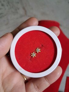 Gold Star Stud Earrings with Crystals