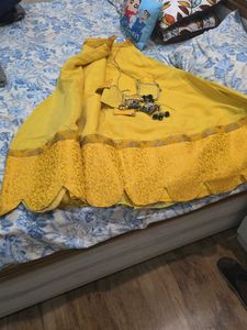 Yellow Embroidered Ethnic Skirt with blouse