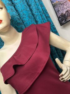 Wine One shoulder Dress