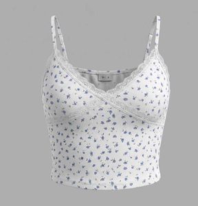 Floral Lace Trim Cami Top