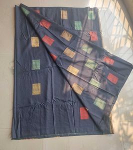Elegant Black Saree with Geometric Motifs