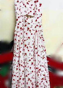 White Floral Print Dress