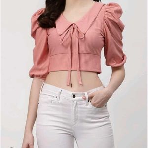 Chic Puff Sleeve Tie-Front Top