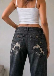 Dark grey y2k jeans.
