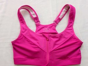 Vibrant Pink Sports Bra with Front Zipper