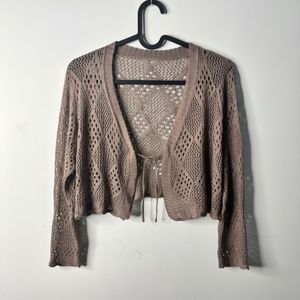 Cropped Open Knit Cardigan