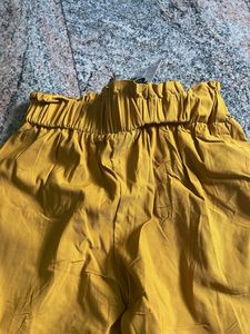 Mustard Yellow Paperbag Waist Pants