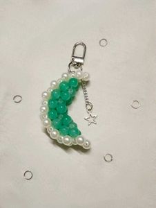 Beaded Crescent Moon Keychain