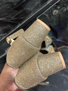 Sparkling Gold Heels with Embellishments