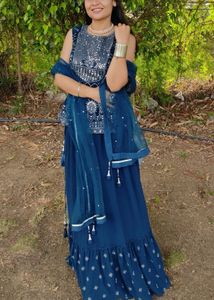Blue Embellished Lehenga Choli Set
