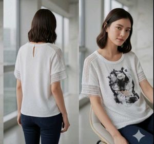 White Lace T-Shirt with Graphic