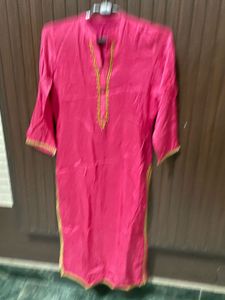Vibrant Pink Palazzo Pants with Gold Trim