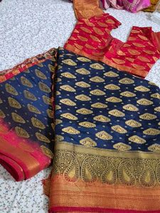 Banarasi Silk Saree with Blouse 😍