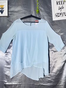 Light Blue Sheer Layered Top