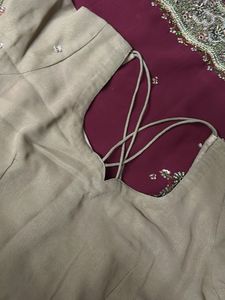 Maroon Embroidered Saree