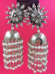Afghani Oxidized Antique Sun Shaped Jhumka Earings