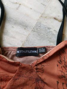 PrettyLittleThing Sheer Print Crop Top