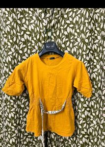 Y2K Mustard Yellow Peplum Top