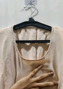 Sheer Peplum Top with V-Neck