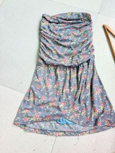 Tube Floral Strapless Ruched Dress