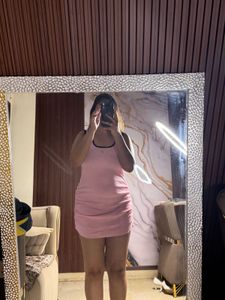 Cute Pink Ruched Mini Dress