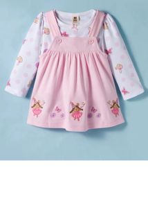 Cute Fairy Print Pinafore Dress Set