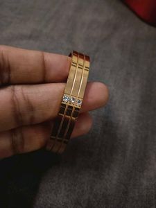 Gold-Tone Bangle Bracelet with Rhinestones