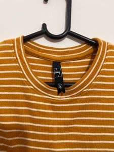 Striped Mustard Crop Top