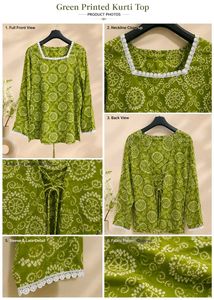 Green Bandhani Print short Kurti