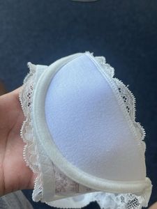 Savana Lace Trim White Bra