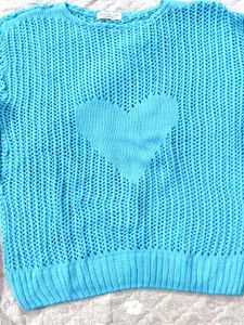 Full Sleeves Cute Blue Heart Sweater 💙