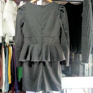 Gray Peplum Bodycon Dress