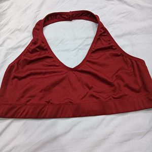 Red Halter 😍Neck Ribbed Crop Top