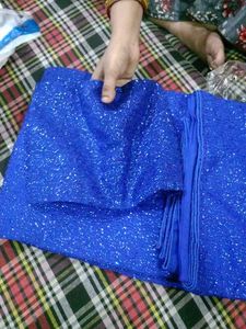 Sparkling Blue Blouse Piece and saree