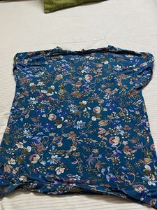 Floral Print Blue Tunic Top