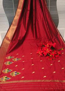 Elegant Maroon Embroidered Saree Zaree Patta