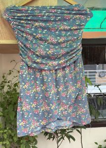 Tube Floral Strapless Ruched Dress