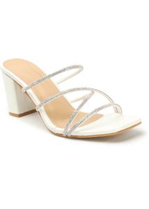 Iconics White Rhinestone Heels - Size 6