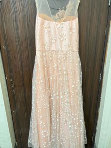 Floral Applique Tulle Maxi Dress