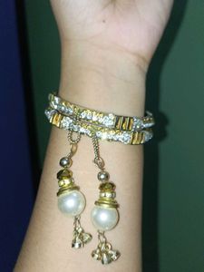 Sparkling Beaded Bangles with Pearl Danglers