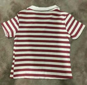 Striped Polo Neck Top