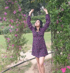 Bershka Women Blouson Floral Dress – XS