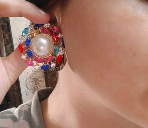Vibrant Pearl &amp; Gemstone Stud Earrings