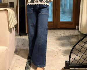 Flared Blue Denim Jeans