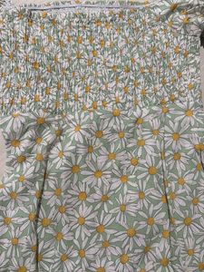 Daisy Print Smocked Puff Sleeve Dress