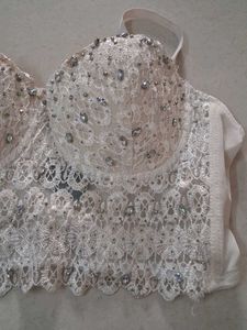 M Sparkling White Lace Bra