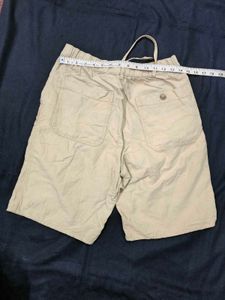 Khaki Cotton Linen Shorts