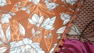 white brown Floral ghrara set with lace detailing