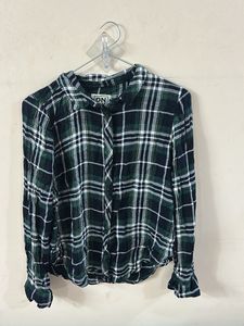 Green Plaid Button-Up Shirt